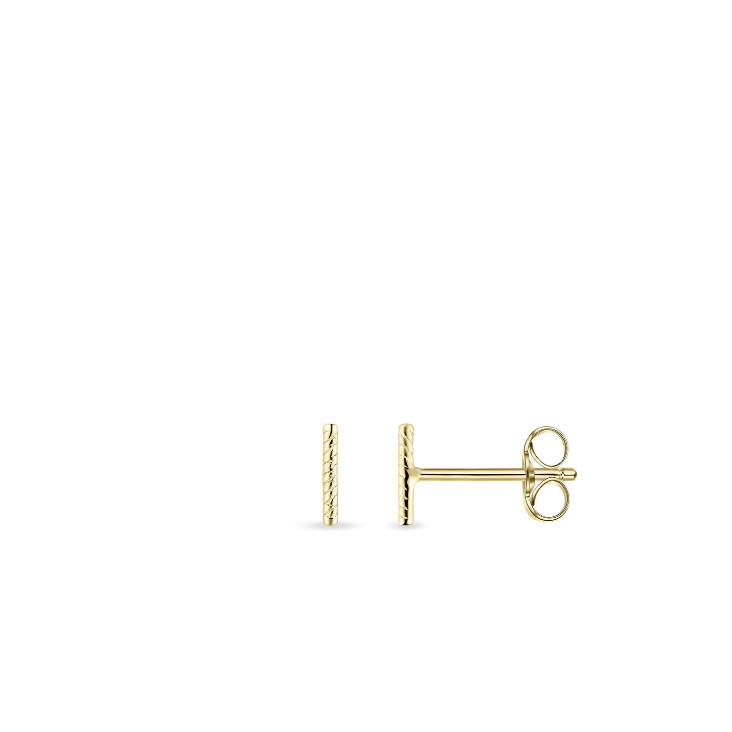 Rope Bar 14k Gold Stud Earrings
