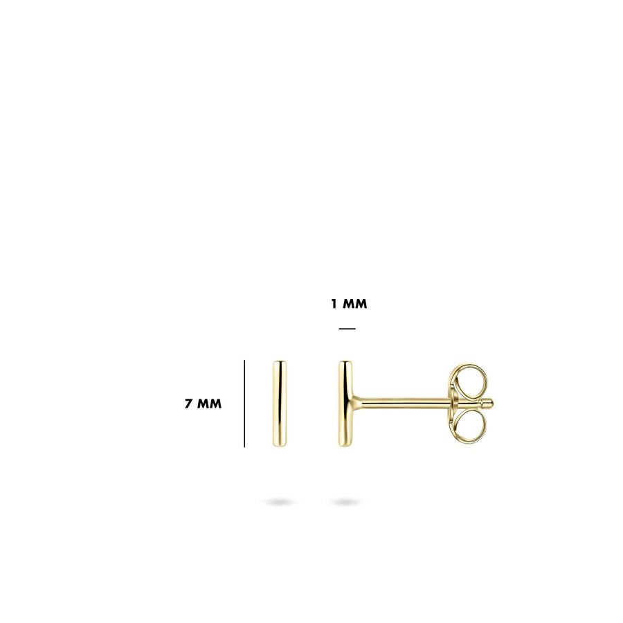 Polished Bar 14k Gold Stud Earrings