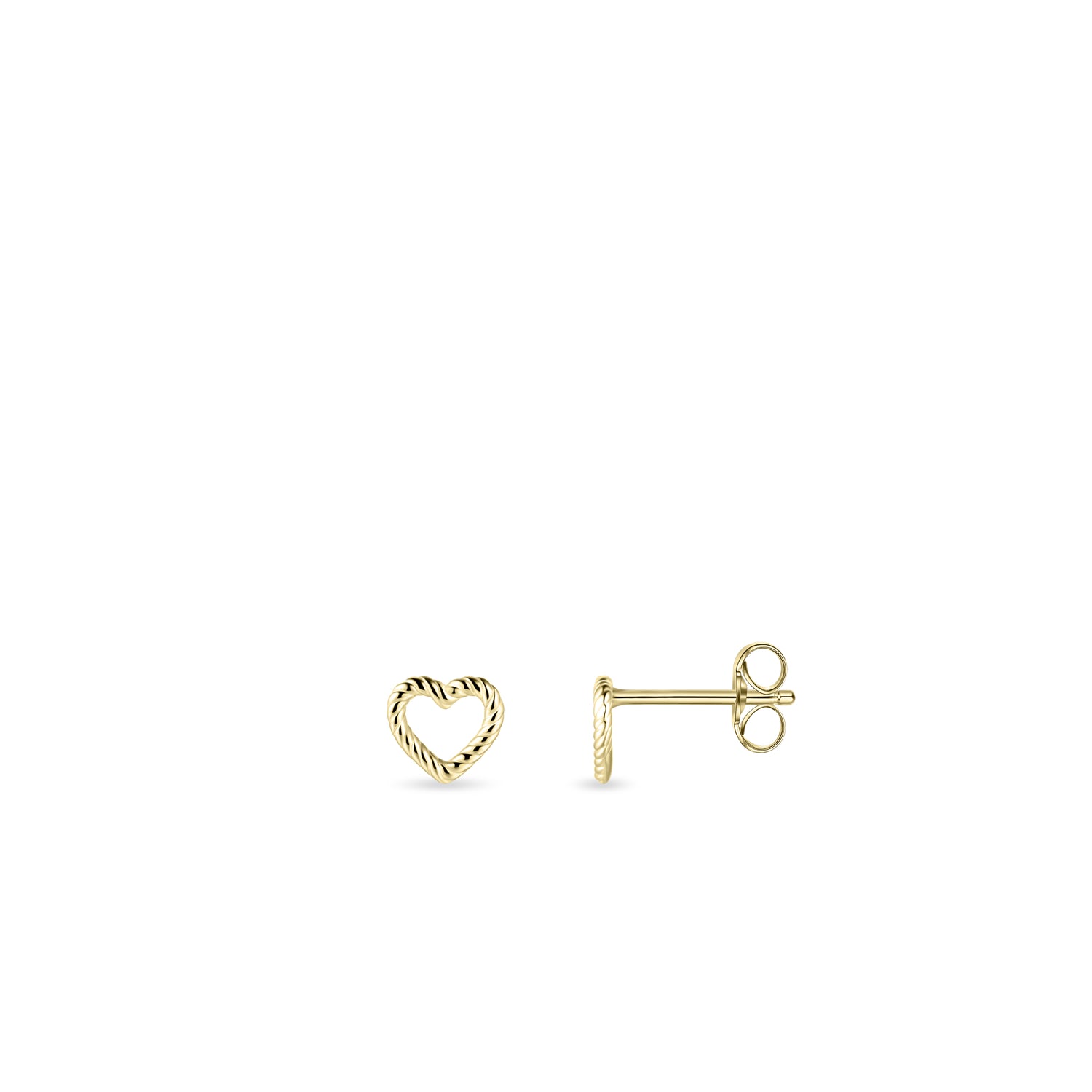 Rope Heart 14k Gold Stud Earrings