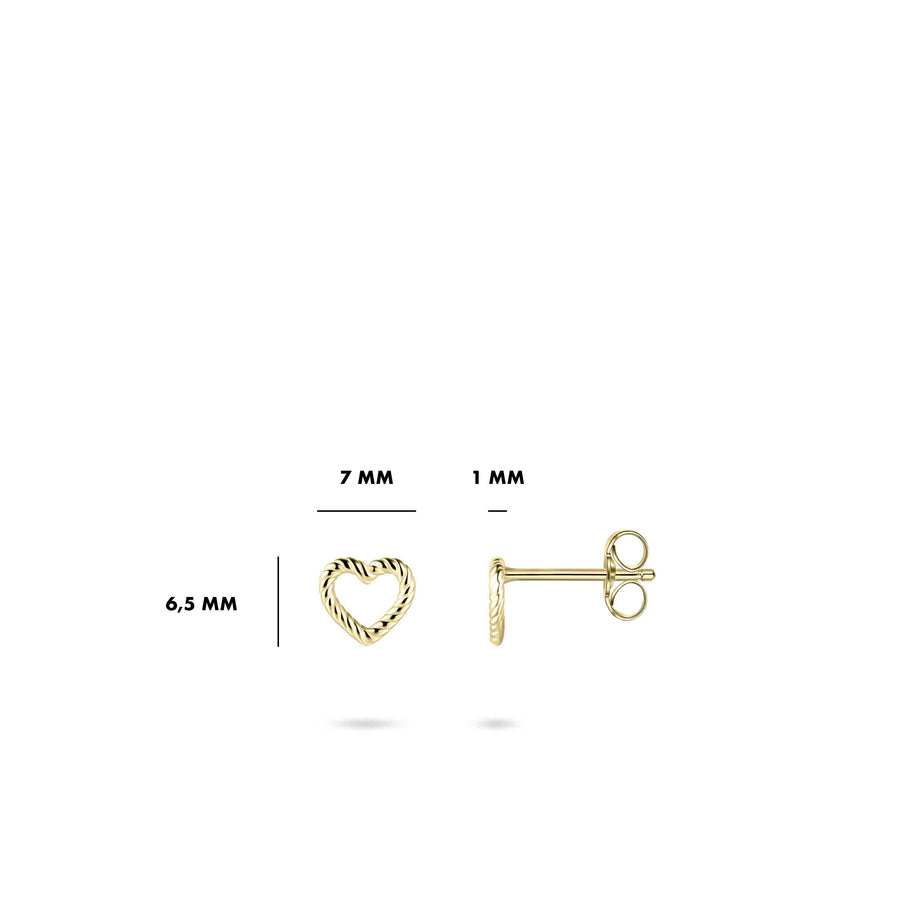 Rope Heart 14k Gold Stud Earrings