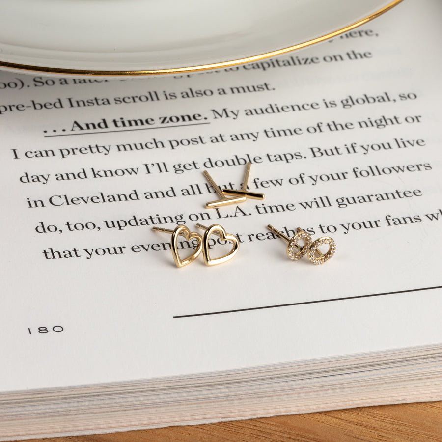 Polished Heart 14k Gold Stud Earrings