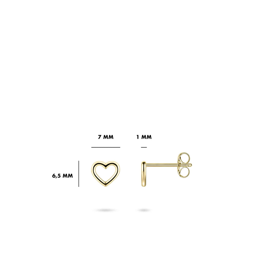 Polished Heart 14k Gold Stud Earrings