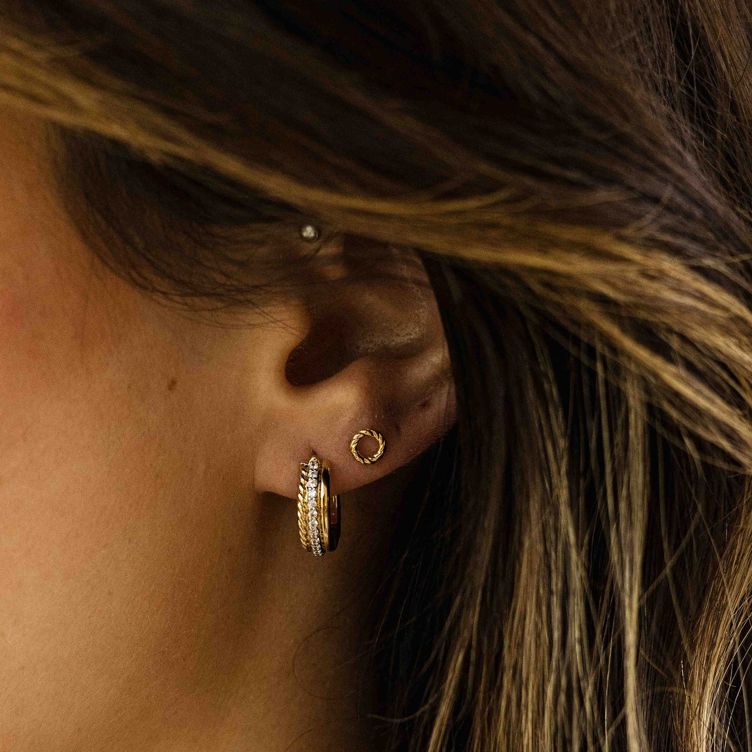 Rope Circle 14k Gold Earrings