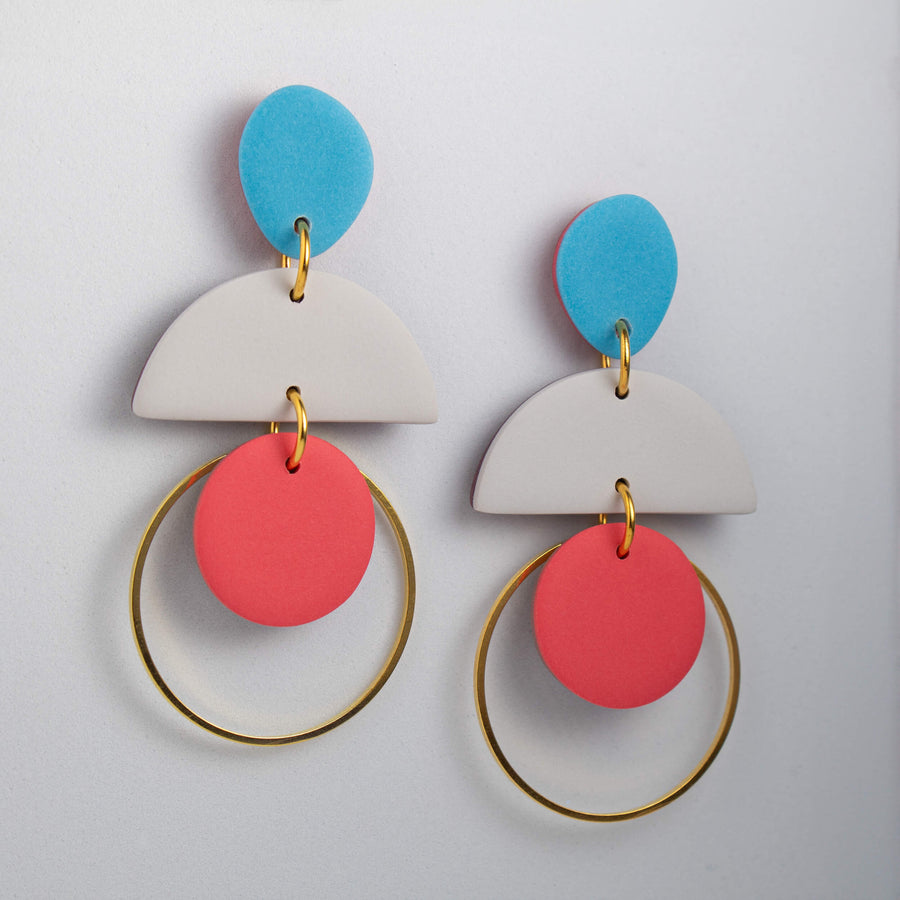 Cascade Earrings - Blue/Peach