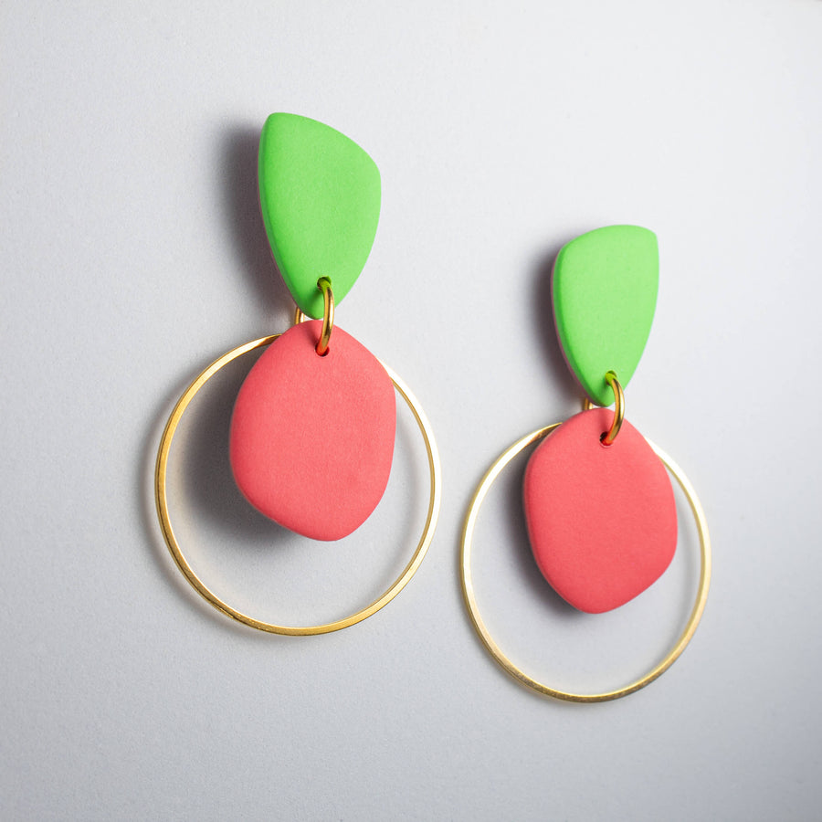 Eden Earrings - Green/Peach