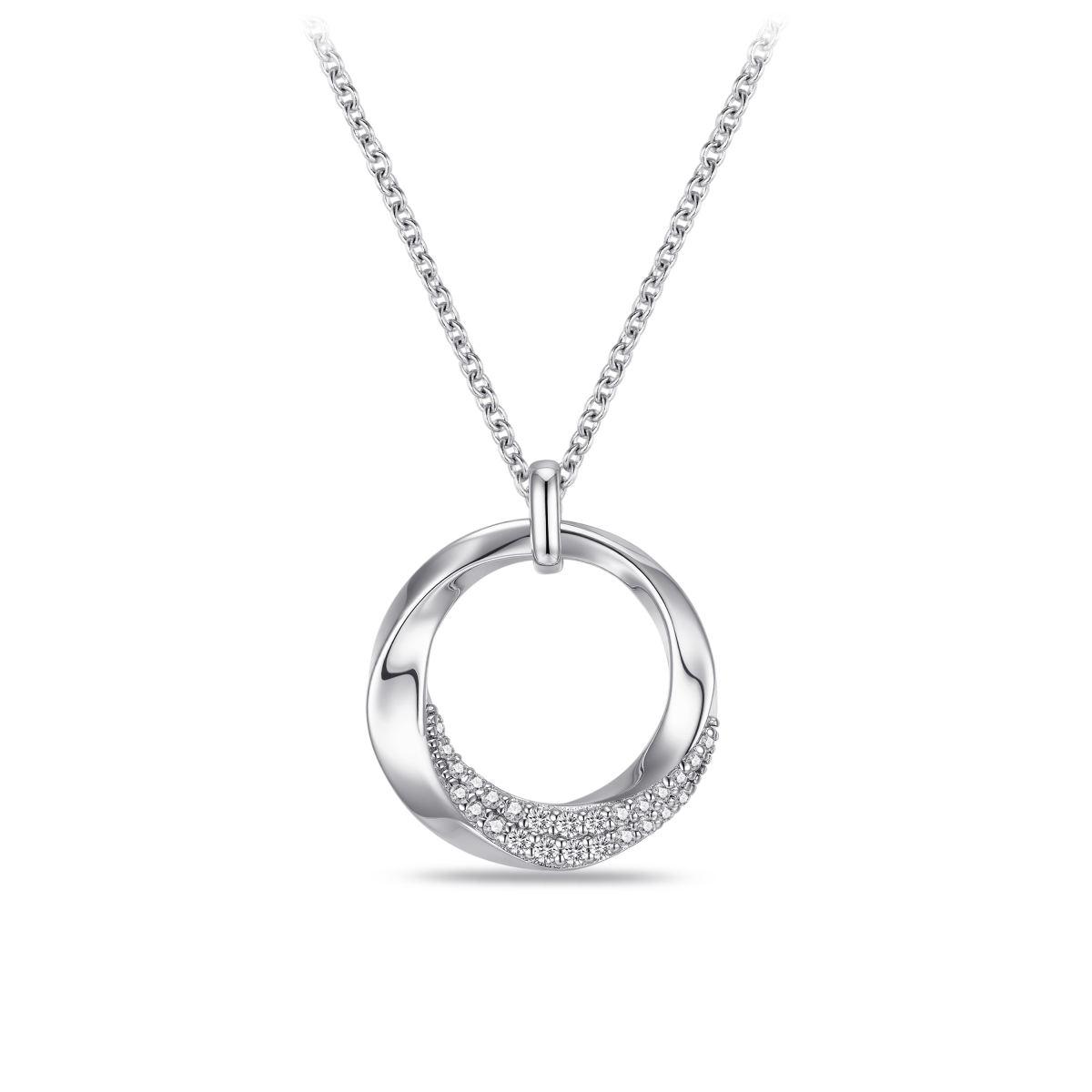 Circle Bevel Pave Necklace