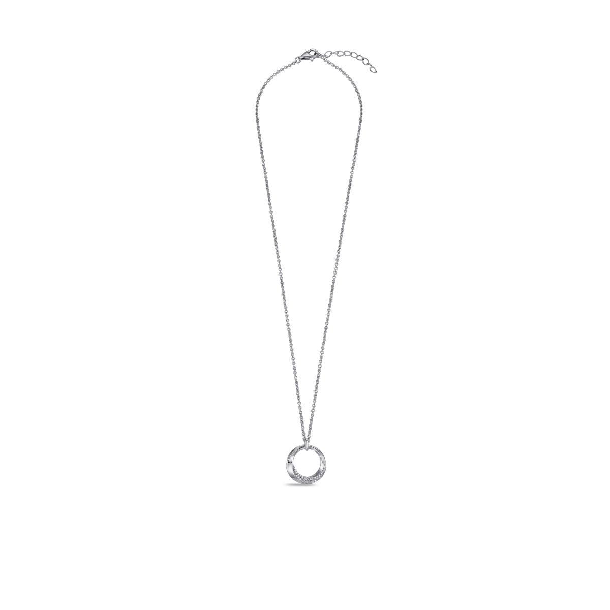 Circle Bevel Pave Necklace