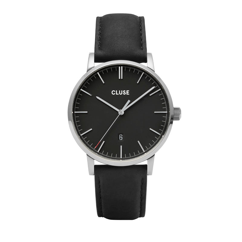 Aravis Leather Silver and Black Watch CW0101501001