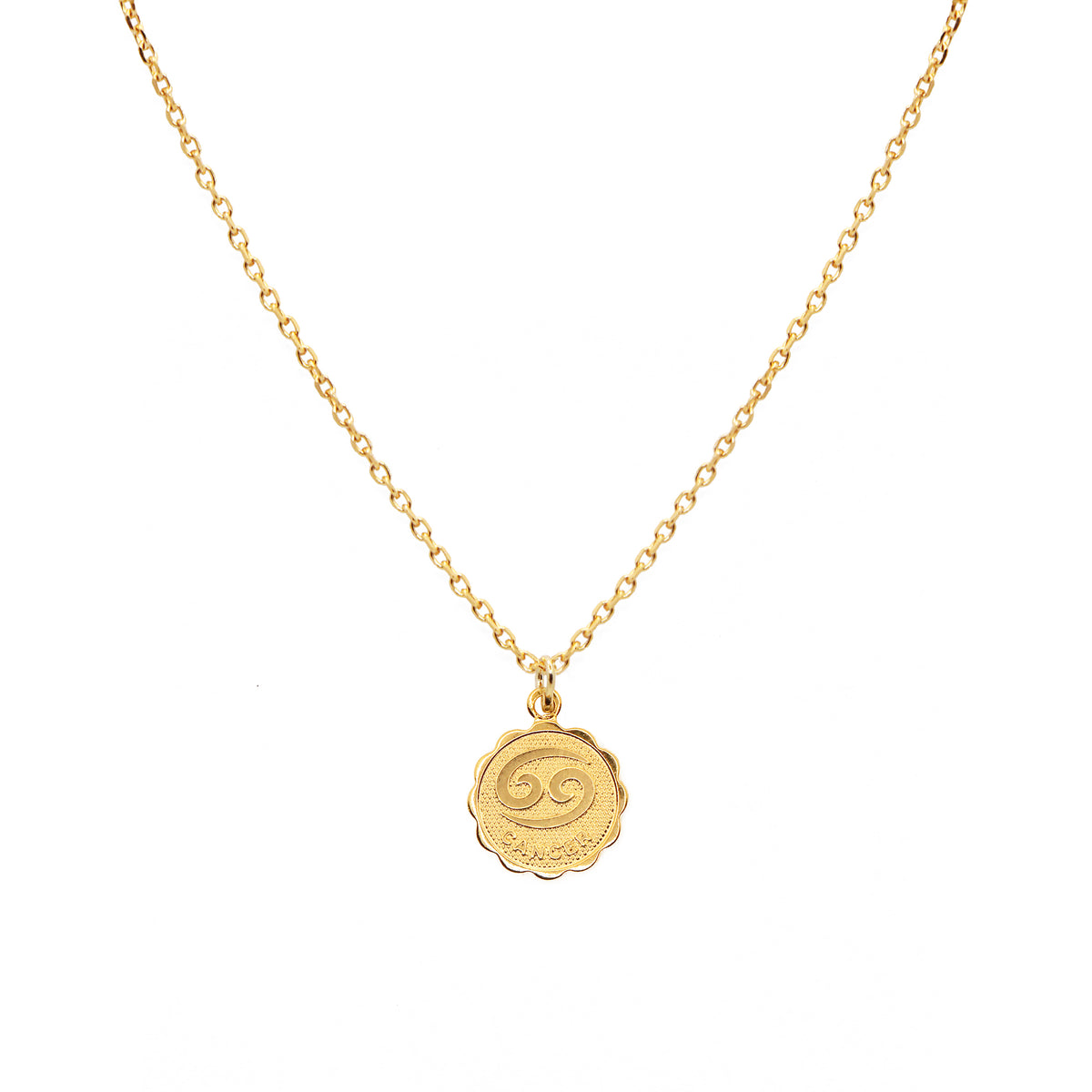 Cancer Zodiac sign necklace. 24k Gold plated