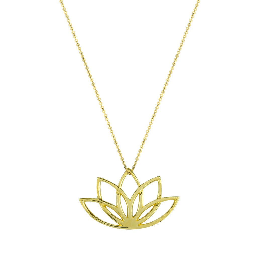 solid gold lotus flower necklace by liwu jewellery