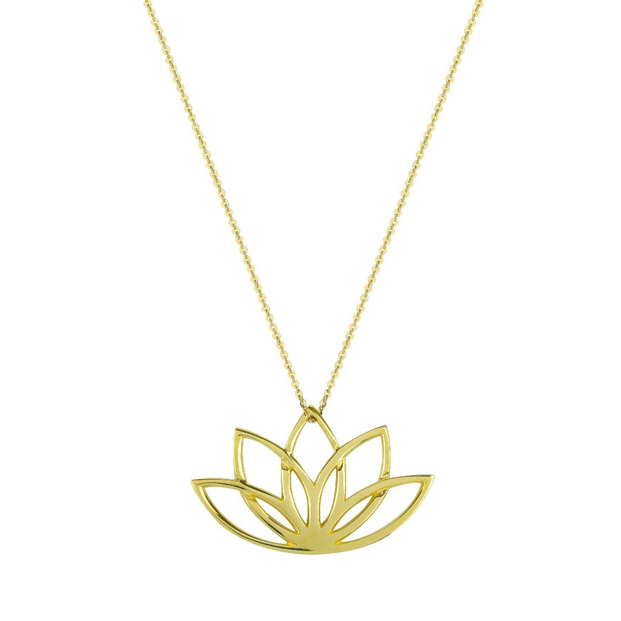 solid gold lotus flower necklace by liwu jewellery