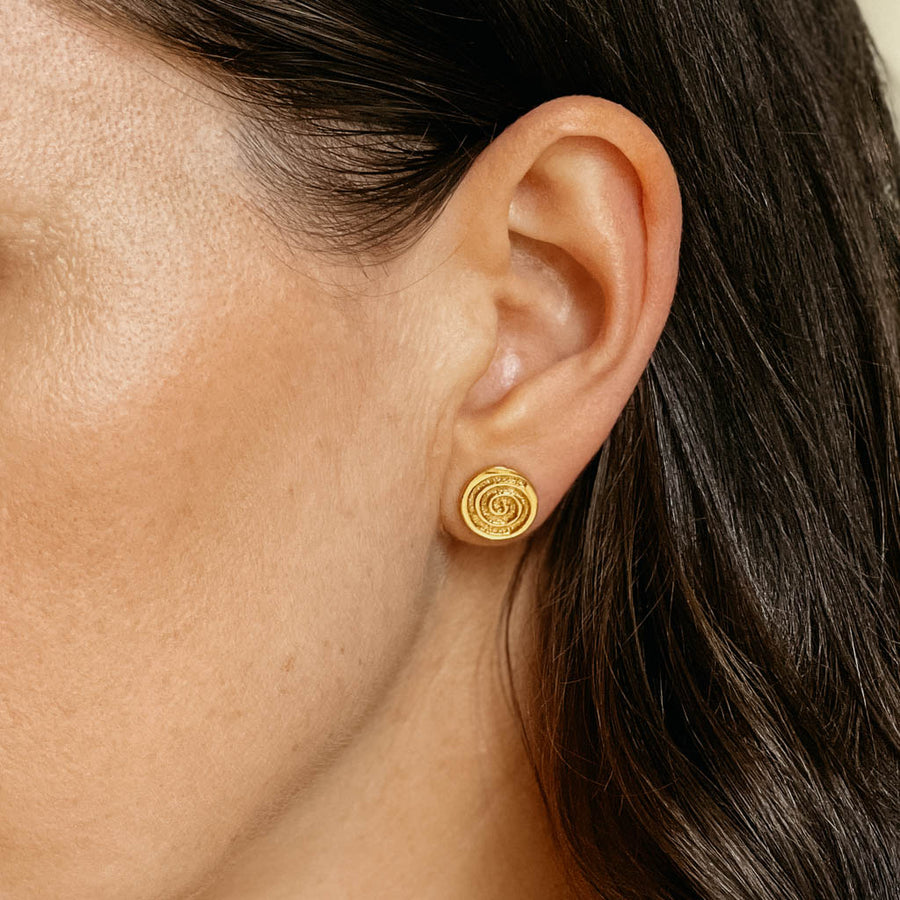 Celtic Spiral Gold Plated Stud Earrings (Symbolising Joy)