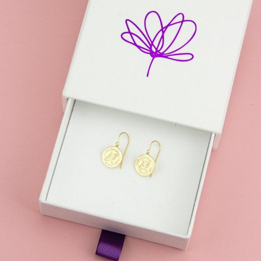 biodegradable Packaging Box showcasing dara knot drop earrings