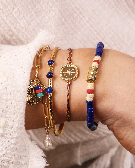blue surfer bracelet 24k gold plated