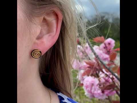 Celtic Spiral Gold Plated Stud Earrings (Symbolising Joy)