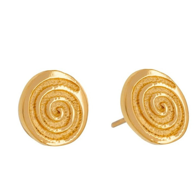celtic single spiral gold stud earrings